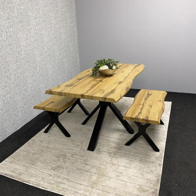 KOSY KOALA Modern Dining Table Set With Two Modern Benches Dining Room Furniture in Brown - image 1