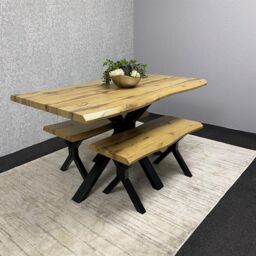 KOSY KOALA Modern Dining Table Set With Two Modern Benches Dining Room Furniture in Brown - thumbnail 9