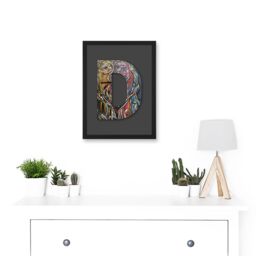 Artery8 Letter D Multicoloured Face Wall Decorative Graffiti Mural Alphabet Initial Stencil Artwork Framed Wall Art Print A4 in Black - thumbnail 2