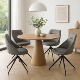 Bravich LTD Lisbon Faux Leather Office Swivel Chair - Set of 4 in Grey - Size: 4 Pack - thumbnail 2