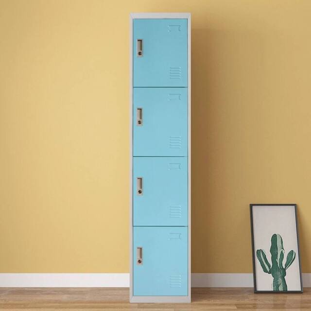 FORGEVIO 4 Door Locker Home Office Lockable Cabinet in Light Blue - Size: 0.6m2 - image 1