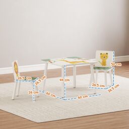 AIYAPLAY 3-Piece Kids Table with 2 Chairs Set for Bedroom, Nursery in Green - thumbnail 3