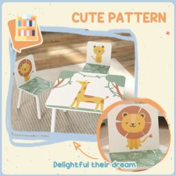 AIYAPLAY 3-Piece Kids Table with 2 Chairs Set for Bedroom, Nursery in Green - thumbnail 5