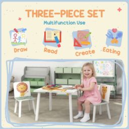 AIYAPLAY 3-Piece Kids Table with 2 Chairs Set for Bedroom, Nursery in Green - thumbnail 4