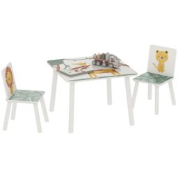 AIYAPLAY 3-Piece Kids Table with 2 Chairs Set for Bedroom, Nursery in Green - thumbnail 2