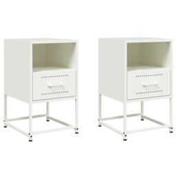 Berkfield Home Bedside Cabinets 2 pcs White 36x39x60.5 cm Steel - thumbnail 2