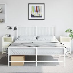 Berkfield Home Bedside Cabinets 2 pcs White 36x39x60.5 cm Steel - thumbnail 1