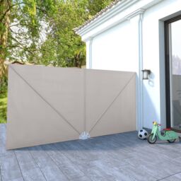 Berkfield Home Collapsible Terrace Side Awning Cream 400x200 cm in Beige - thumbnail 1