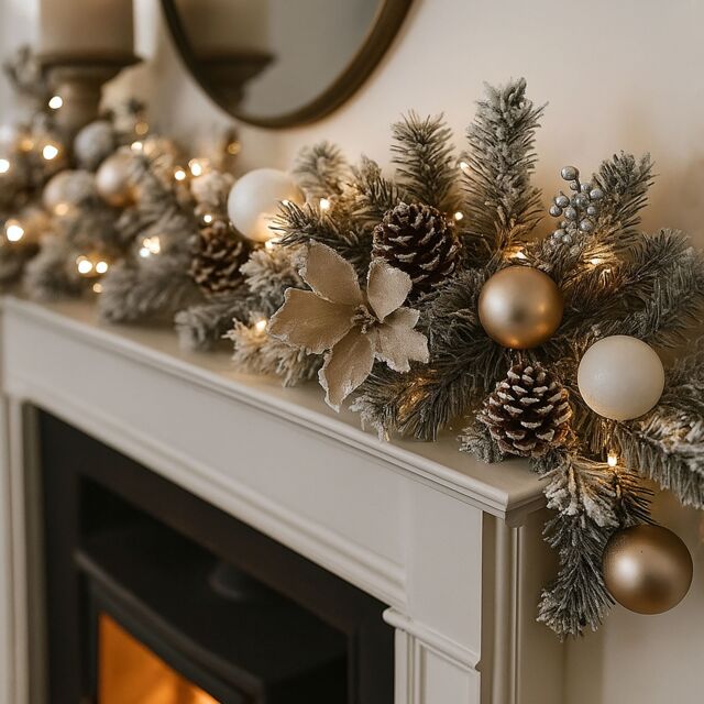Marco Paul 6ft Artificial Frosted Christmas Garland With Pinecones in Green - image 1