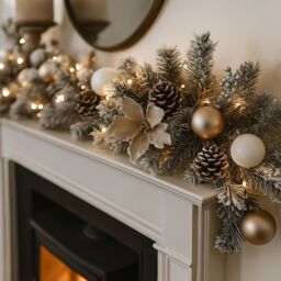 Marco Paul 6ft Artificial Frosted Christmas Garland With Pinecones in Green - thumbnail 1