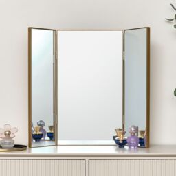 Melody Maison Large Gold Dressing Table Triple Mirror - 70cm X 60cm - Size: 70 cm X 60 cm - thumbnail 5