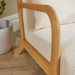 Home Source Boucle Wooden Armchair Teddy Fur Cream Modern Home Chair Seating - thumbnail 5