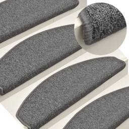 Berkfield Home Carpet Stair Treads 15 pcs Dark Grey 65x24x4 cm - Size: Medium - thumbnail 2