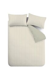 Bianca 'Hampton Stripe' 200 Thread Count Cotton Reversible Duvet Cover Set in Green - Size: Double - thumbnail 6