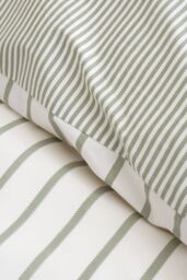 Bianca 'Hampton Stripe' 200 Thread Count Cotton Reversible Duvet Cover Set in Green - Size: Double - thumbnail 4