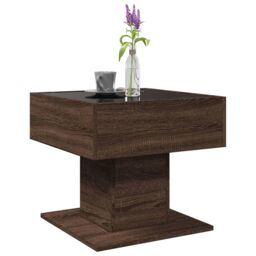 Berkfield Home Coffee Table with LED Brown Oak 50x50x45 cm Engineered Wood - Size: 50 x 50 x 45 cm - thumbnail 5