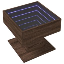 Berkfield Home Coffee Table with LED Brown Oak 50x50x45 cm Engineered Wood - Size: 50 x 50 x 45 cm - thumbnail 3