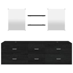 Berkfield Home Durable 5 Piece Bathroom Furniture Set Black Engineered Wood - thumbnail 4