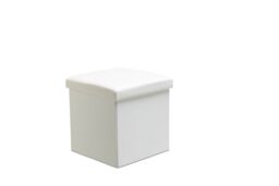 Snug City Faux Leather Storage Ottoman Storage Box With Lid Foldable - 38x38x38cm Square in White - Size: Small
