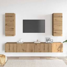 Berkfield Home Classic 4 Piece TV Cabinet Set Wall-mounted Artisan Oak Engineere in Brown - thumbnail 1