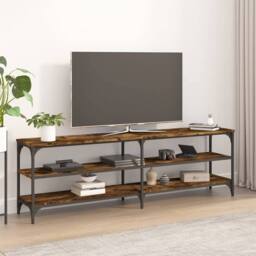 Berkfield Home TV Cabinet Smoked Oak 160x30x50 cm Engineered Wood in Brown - Size: 160 x 30 x 50 cm - thumbnail 2