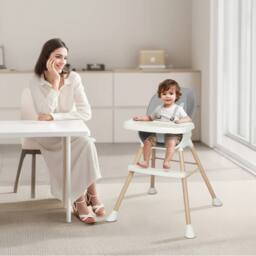 Dekko 6-In-1 Baby High Chair Kids Feeding Eating Seat Removable Adjustable in Grey - thumbnail 1