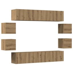 Berkfield Home Wall Mounted TV cabinets 8 pcs Artisan Oak Engineered Wood in Brown - thumbnail 2