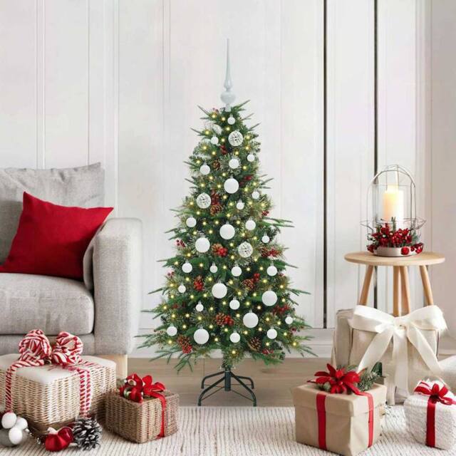 Berkfield Home Artificial Hinged Christmas Tree Green 120 cm PE & PVC - image 1