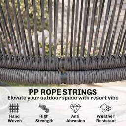 OUTSUNNY 4 Piece Garden Furniture Set, Rope Woven Outdoor Sofa, Dark Grey - thumbnail 6