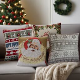 Luxury Living Christmas I Believe Tapestry Decorative Cushion Cover Only 45cm x 45cm in Red - Size: 45 cm x 45 cm - thumbnail 3