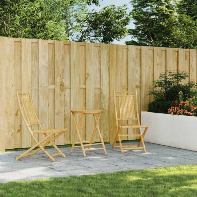 Berkfield Home Beautiful 3 Piece Bistro Set Bamboo in Brown - image 1