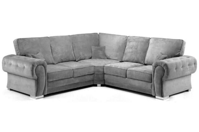 Furniture 786 Chingford Full Back 2C2 Corner Sofa Chenille Fabric in Grey - image 1