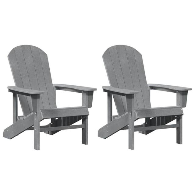 Berkfield Home Adirondack Chairs 2 pcs Light Grey 74x82x90 cm HDPE - Size: 74 x 82 x 90 cm - image 1