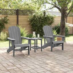 Berkfield Home Adirondack Chairs 2 pcs Light Grey 74x82x90 cm HDPE - Size: 74 x 82 x 90 cm - thumbnail 3