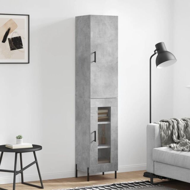 Berkfield Home Highboard Concrete Grey 34.5x34x180 cm Engineered Wood - image 1