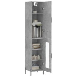 Berkfield Home Highboard Concrete Grey 34.5x34x180 cm Engineered Wood - thumbnail 3