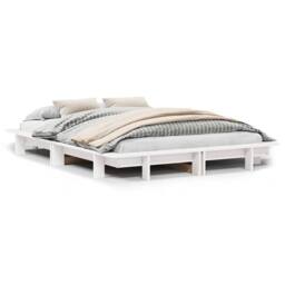 Berkfield Home Modern Bed Frame without Mattress White 140x190 cm Solid Wood Pine - thumbnail 3