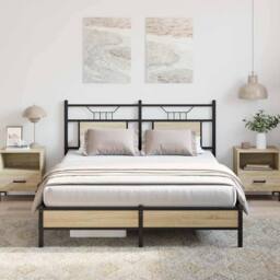 Berkfield Home Bed Frame without Mattress Sonoma Oak 140x190 cm Engineered Wood in Brown - thumbnail 2