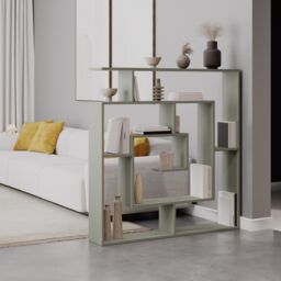 FWStyle Maze Bookcase Room Divider Shelving Unit Ash Green Modern Design - thumbnail 1