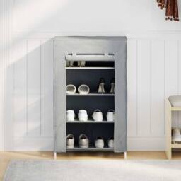 Berkfield Home Shoe Cabinet Grey 60.5x30x97 cm Non-woven Fabric - thumbnail 4