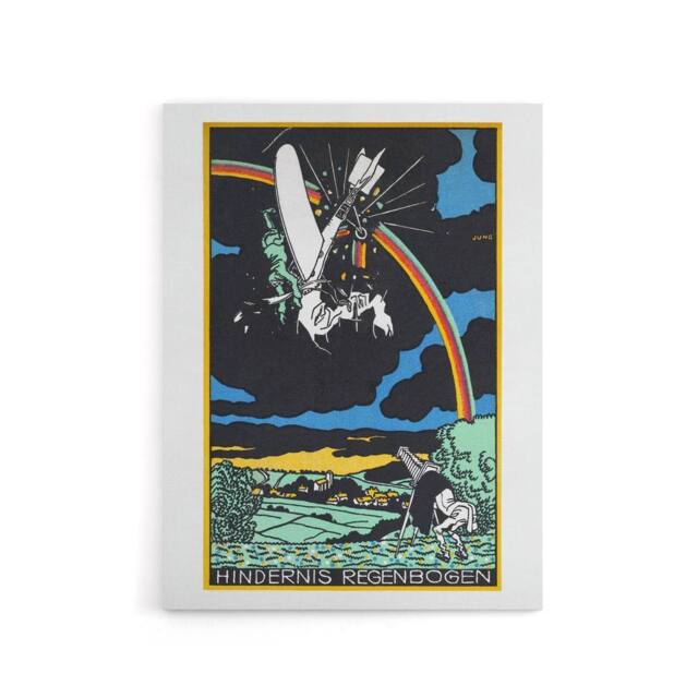 "Artery8 Rainbow Obstacle Plane Crash Moriz Jung Canvas Wall Art Print - Size: W12"" x H16""" - image 1