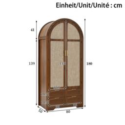 Merax Modern Arched Top Double Wardrobe with 4 Drawers & Hanging Rail in Walnut - thumbnail 5