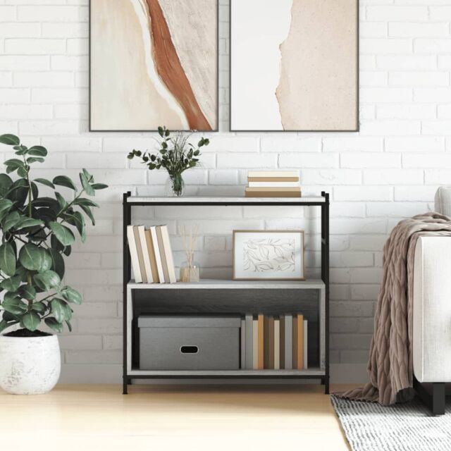 Berkfield Home Bookshelf Grey Sonoma 80x30x78.5 cm Engineered Wood & Iron - image 1