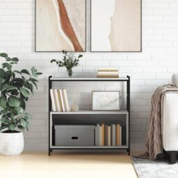 Berkfield Home Bookshelf Grey Sonoma 80x30x78.5 cm Engineered Wood & Iron - thumbnail 1