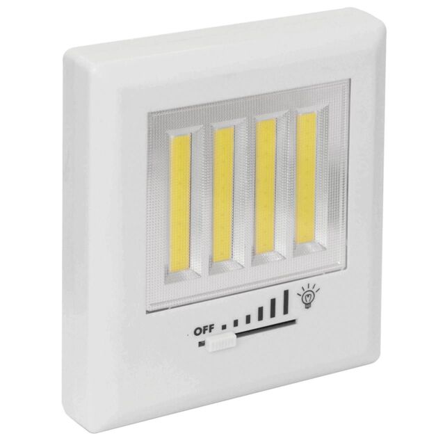 mysmartbuy 4 COB Wireless LED Light with Sliding Dimmer - 200 Lumen Portable Battery Powered Wall Mountable Home Lighting - H11 x W11 x D3cm in White - image 1
