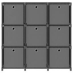 Berkfield Home 9-Cube Display Shelf with Boxes Grey 103x30x107.5 cm Fabric - thumbnail 1