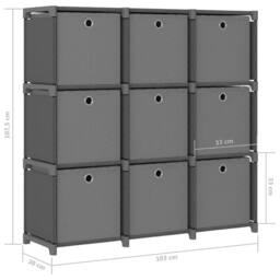 Berkfield Home 9-Cube Display Shelf with Boxes Grey 103x30x107.5 cm Fabric - thumbnail 9