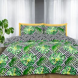 Velosso Ethnic Leaf Cotton Rich Printed Duvet Cover & Pillowcase S in Green - Size: King