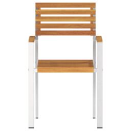 Berkfield Home Stackable Garden Chairs 4 pcs Solid Wood Acacia&Stainless Steel in Brown - thumbnail 5