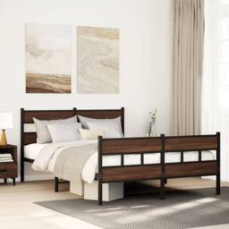 Berkfield Home Elegant Bed Frame without Mattress with Headboard & Footboard 1 in Brown - thumbnail 2